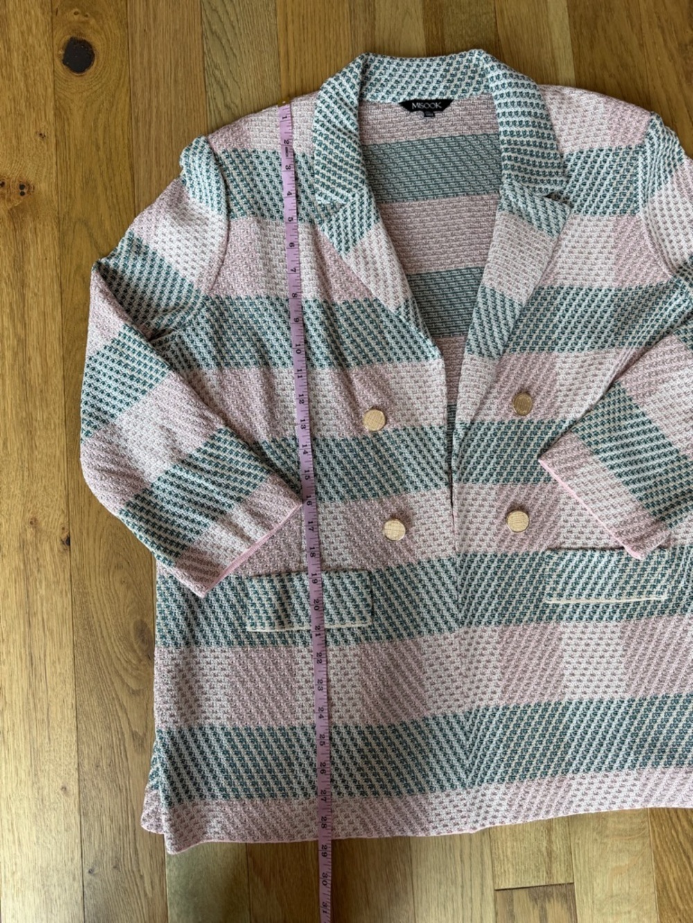 Misook Pink & Navy Plaid Blazer + Shorts Set XL Gold Buttons 💖💙 - Picture 13 of 16